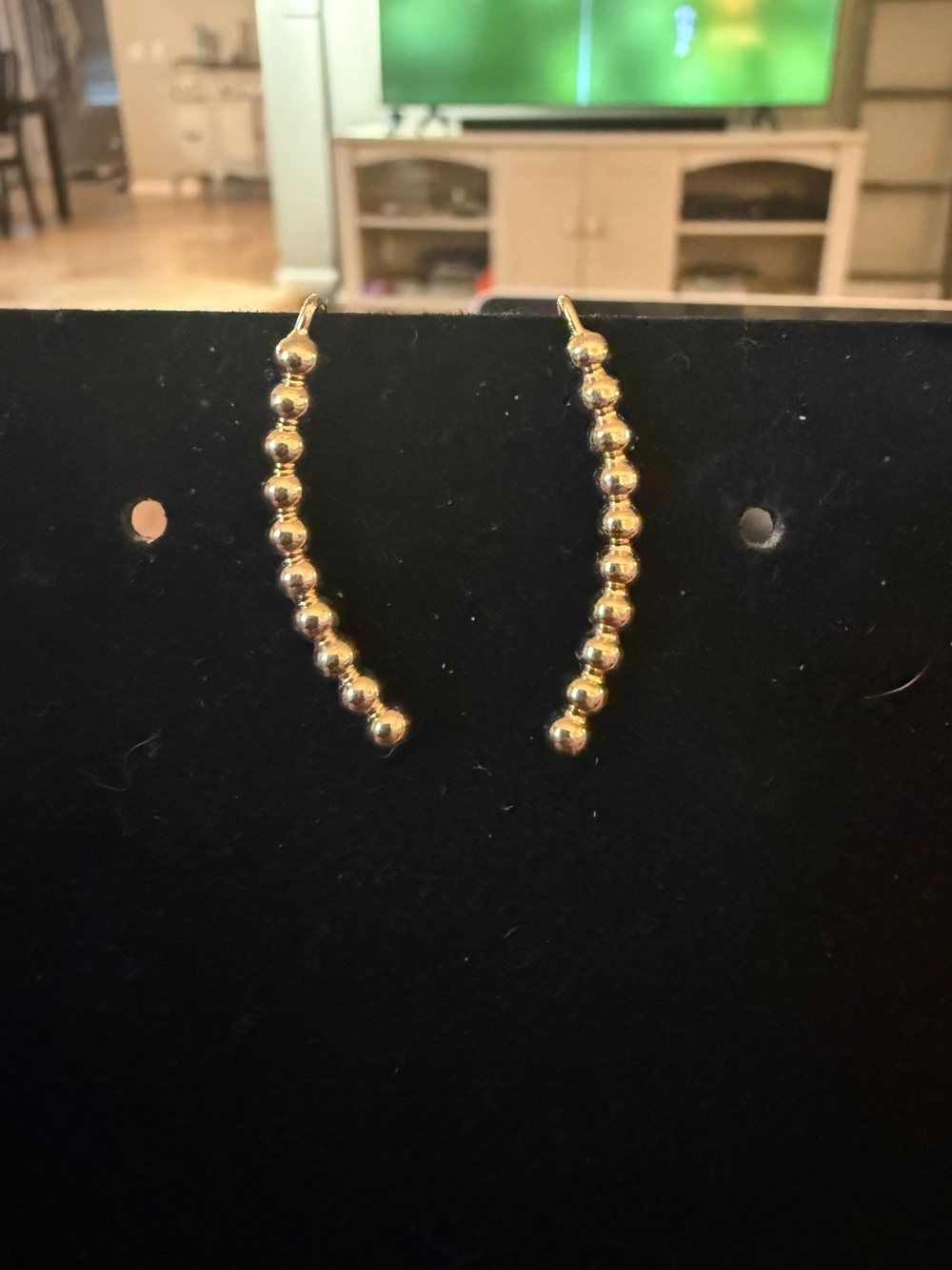 Gold Beaded Dangle Earrings Minimalist Y2K - Used